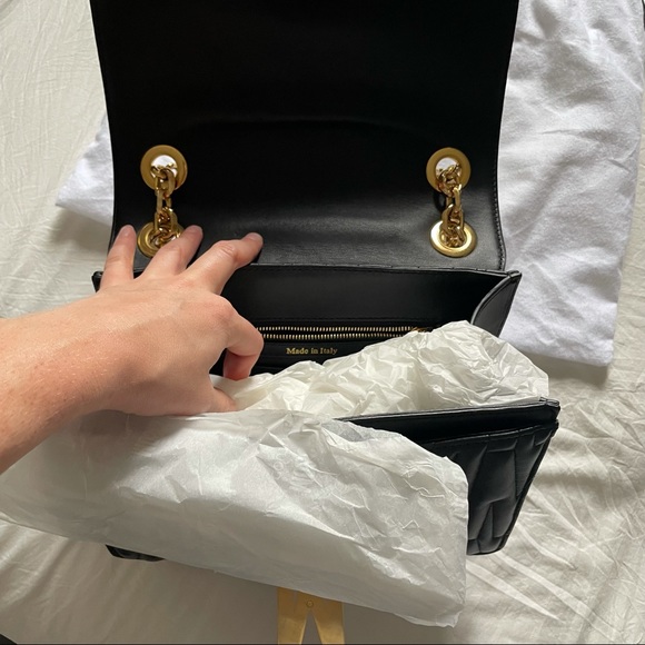 Authentic Moschino m logo monogram medium crossbody bag black and gold - Picture 6 of 16